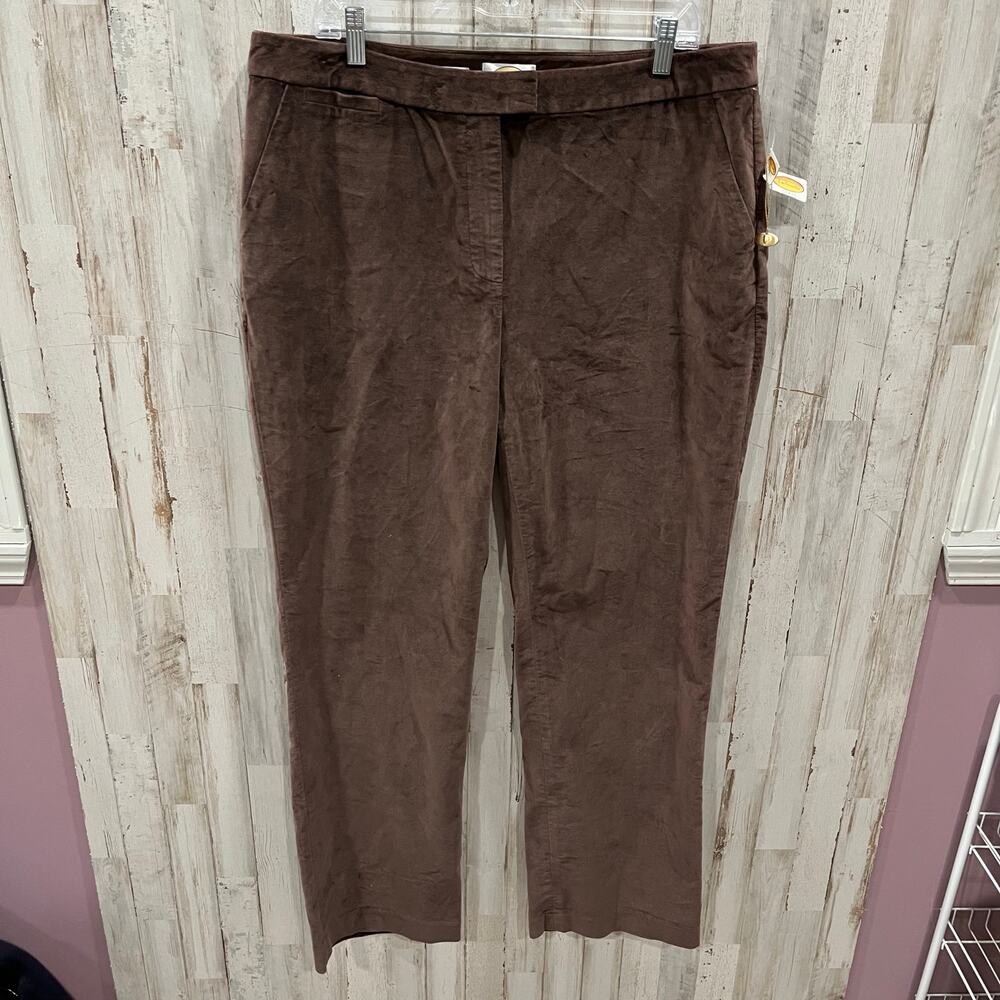 New! Talbots Brown Velvet Classic Straight Fit Stretch Pants Womens 16W